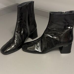 Jonak Brand Black Patent Ankle Boots